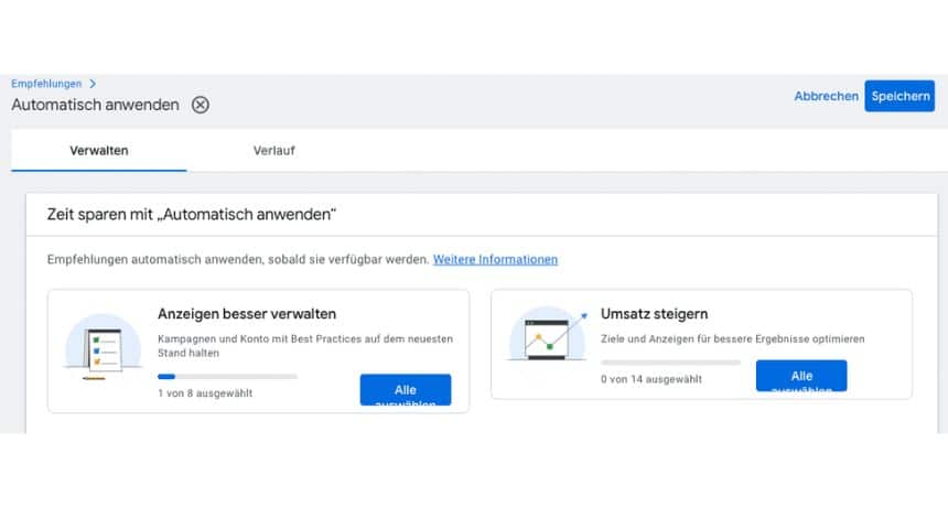 Auto Apply Recommendations in Google Ads – Alle 22 automatischen Empfehlungen erklärt