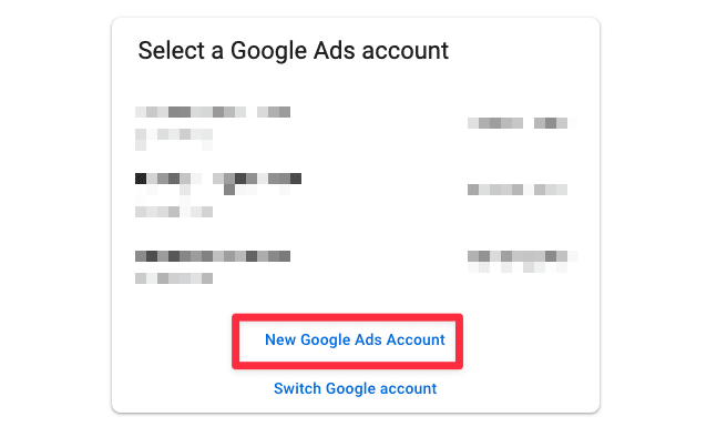New Google Ads Account erstellen