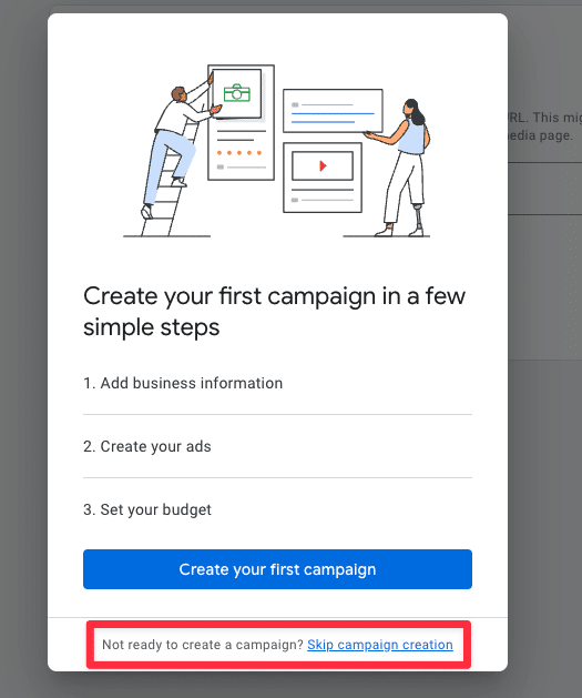 Skip Campaign Creation für Expertenmodus
