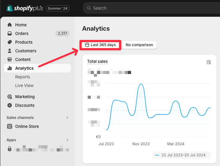 Analytics Einstellungen im Shopify Backend – Übersicht der relevanten Metriken für die LTV-Berechnung