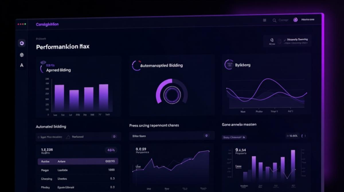 Performance Max Dashboard mit automatisiertem Bidding und Cross-Channel-Metriken