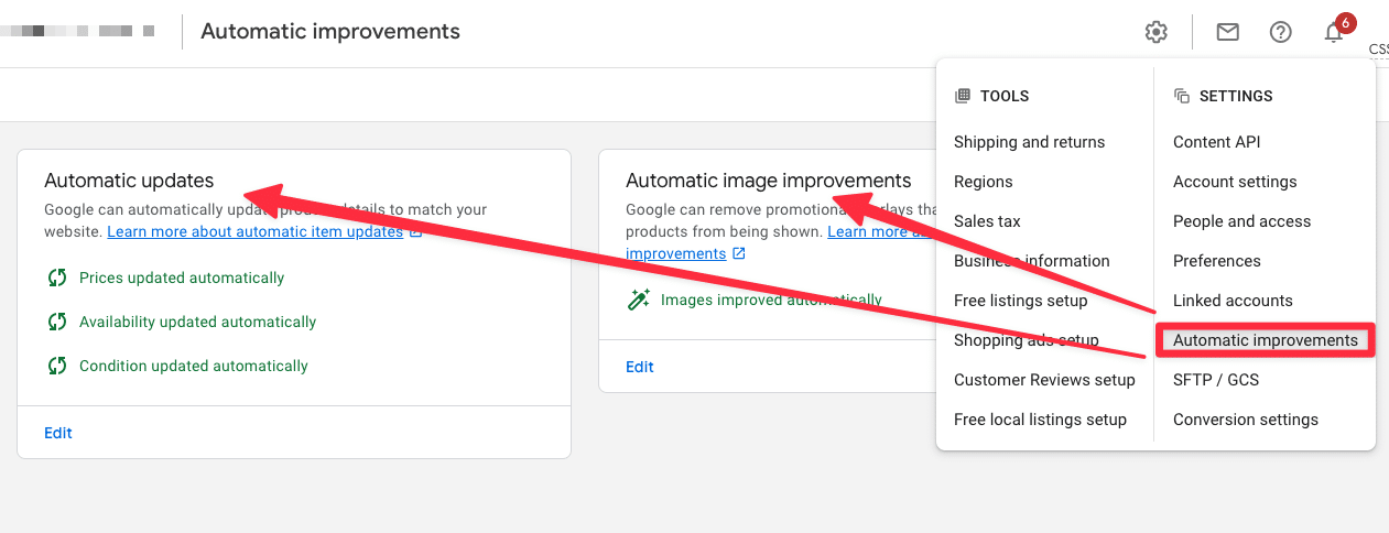 Automatic Improvements im Google Merchant Center
