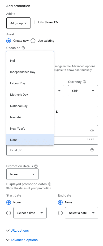 Promotion Erweiterung in Google Ads Suchanzeigen