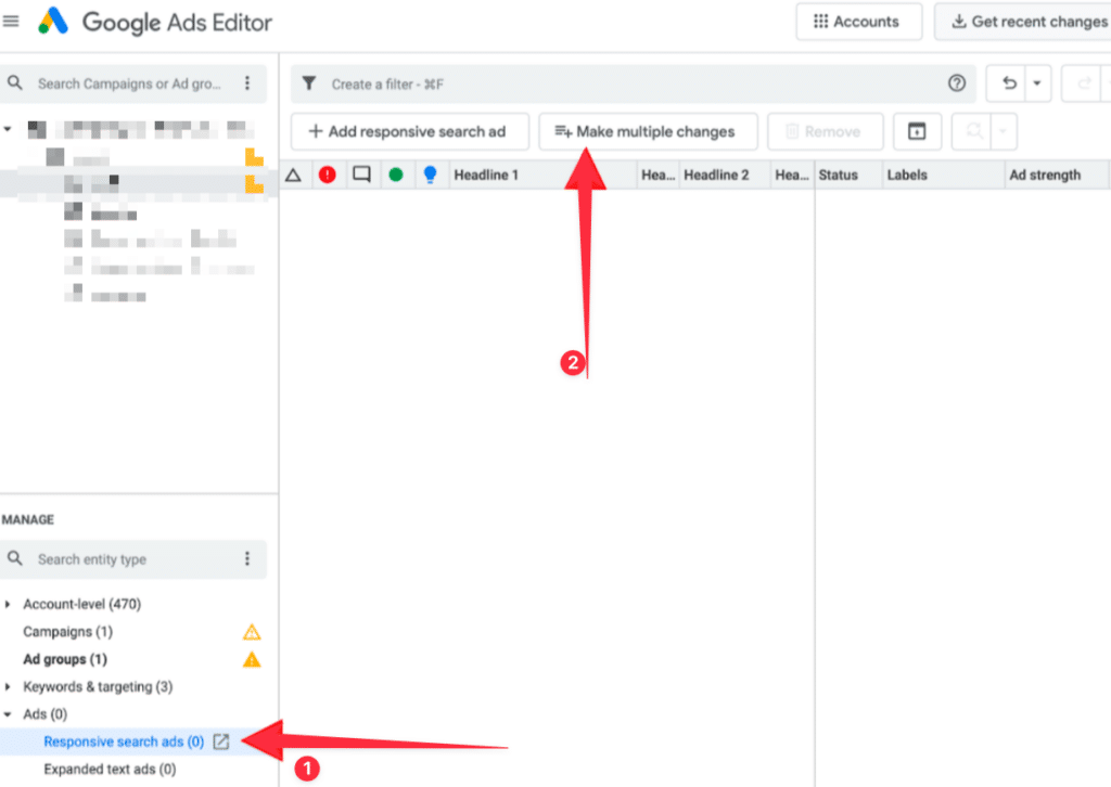 Google Ads Textanzeigen im Google Ads Editor bearbeiten