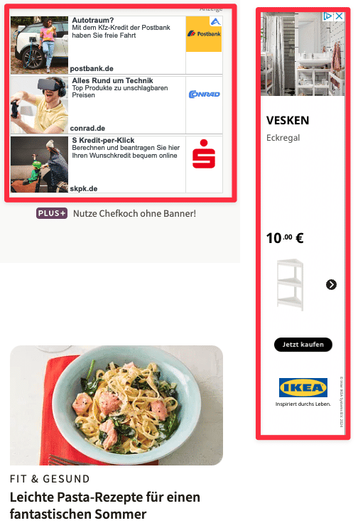 Beispiel für Google Display Ads - Chefkoch