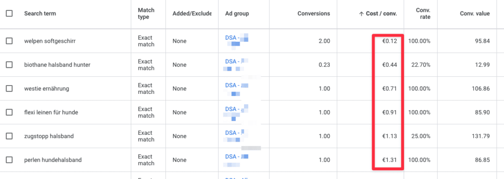 Beispiel Dynamische Suchanzeigen in Google Ads