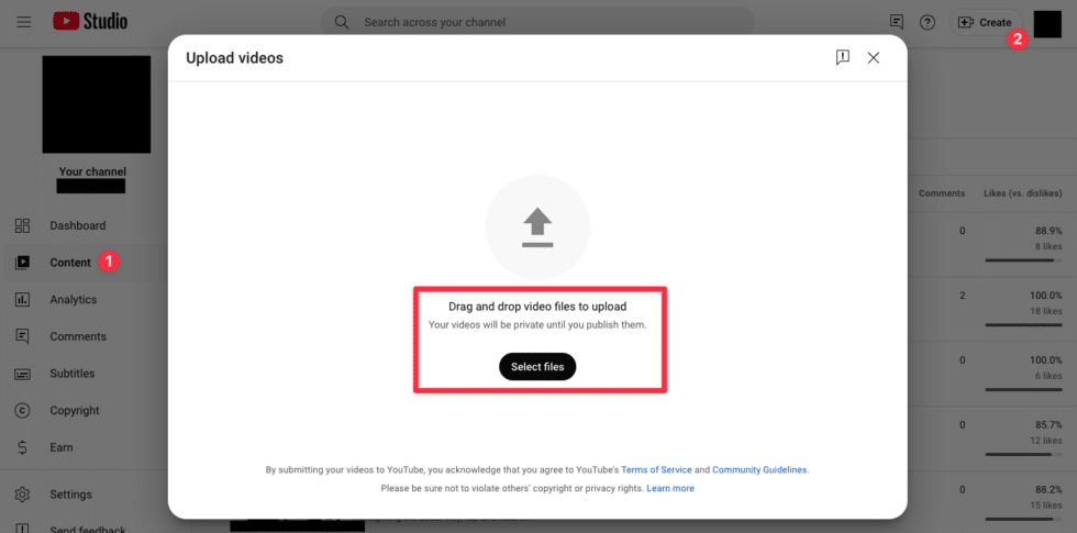 Drag-n-Drop Video Upload im YouTube Studio Backend