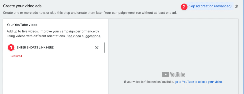 YouTube Shorts Ads URL in Google Ads Kampagne einbetten