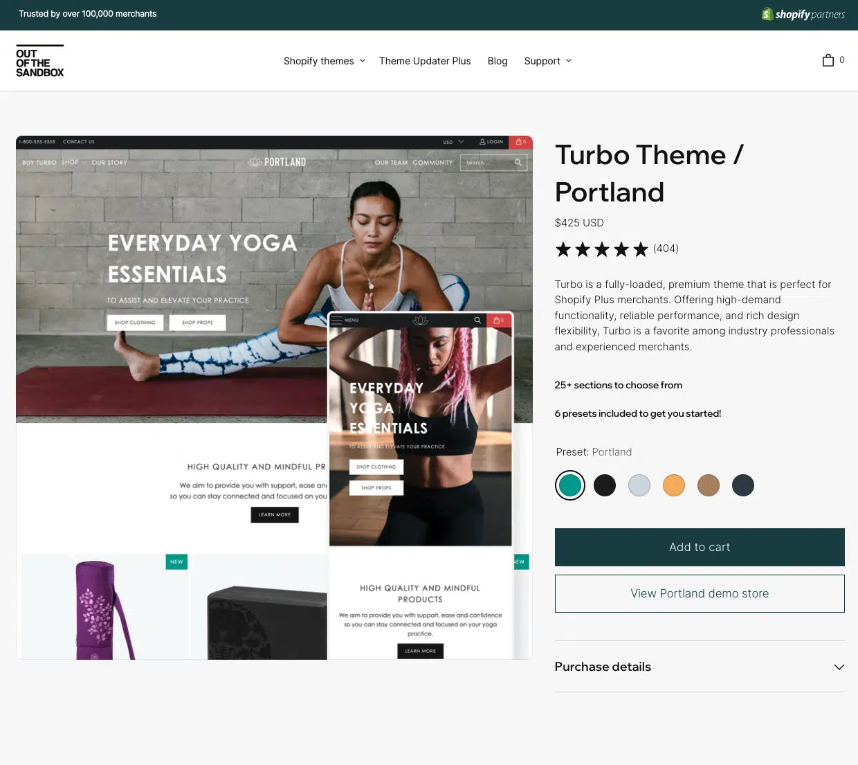 Shopify Theme "Turbo". Beliebt bei Dropshippern.